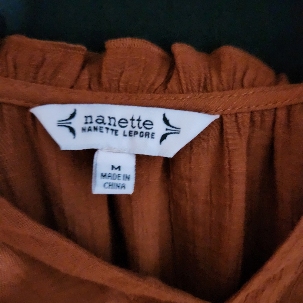 Nanette Lepore Rust Ruffled Blouse - Picture 3 of 4
